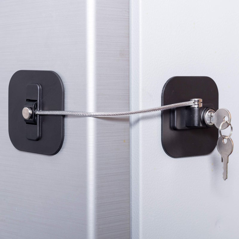 BAOWEIJD Refrigerator Lock,Fridge Lock with Keys,Freezer Lock and Refrigerator Lock for Child Proof,1Pack Black Fridge Lock - Image 1
